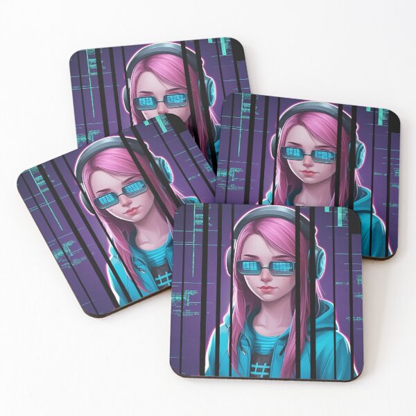 Item preview, Hacker girl surrounded by glitch effects 4 designed and sold by Neon G.