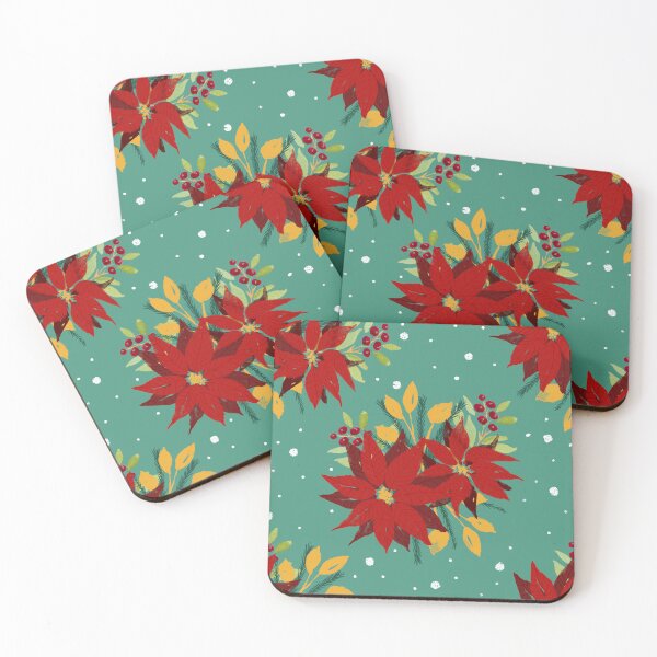 Item preview, Poinsettia pattern illustration - green | Holiday collection designed and sold by danibelldesigns.