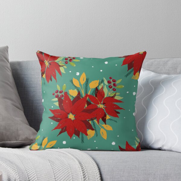 Item preview, Poinsettia pattern illustration - green | Holiday collection designed and sold by danibelldesigns.