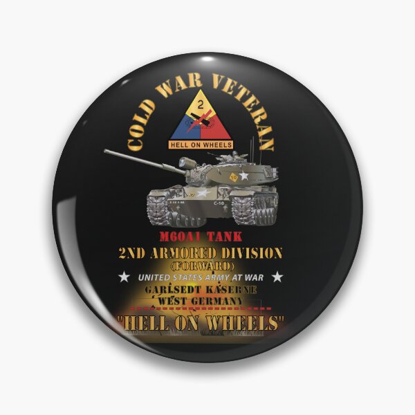 Item preview, Army - Cold War Vet -  2nd Armored Division  - Garlstedt, Germany - M60A1 Tank  - Hell on Wheels w Fire designed and sold by Military Insignia Products.
