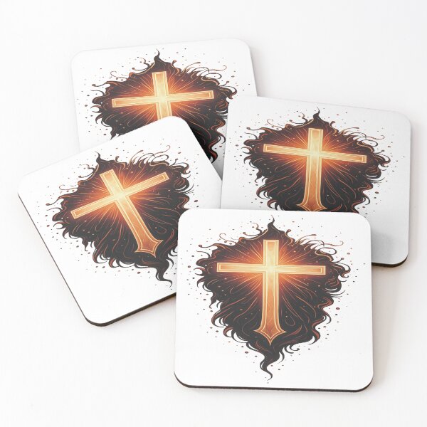 Artikelvorschau, Strahlendes christliches Kreuz auf weißem Hintergrund – Leuchtendes Glaubenskunst-Design entworfen und verkauft von A2JRetro.