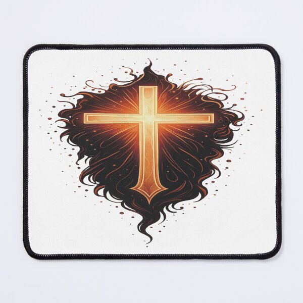 Artikelvorschau, Strahlendes christliches Kreuz auf weißem Hintergrund – Leuchtendes Glaubenskunst-Design entworfen und verkauft von A2JRetro.