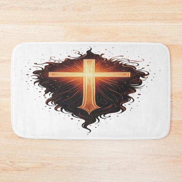 Artikelvorschau, Strahlendes christliches Kreuz auf weißem Hintergrund – Leuchtendes Glaubenskunst-Design entworfen und verkauft von A2JRetro.