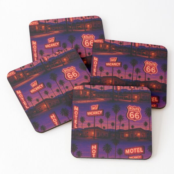 Item preview, Retro Neon Motel Scene on Route 66 at Dusk designed and sold by weirdfishes123.