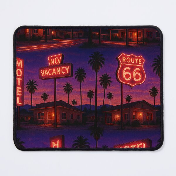 Item preview, Retro Neon Motel Scene on Route 66 at Dusk designed and sold by weirdfishes123.