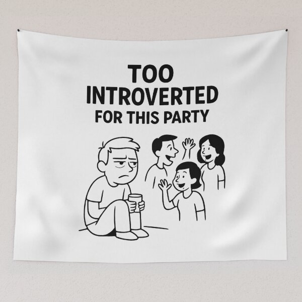 Item preview, Too Introverted for This Party – Funny Social Anxiety Cartoon designed and sold by jelonkaa.