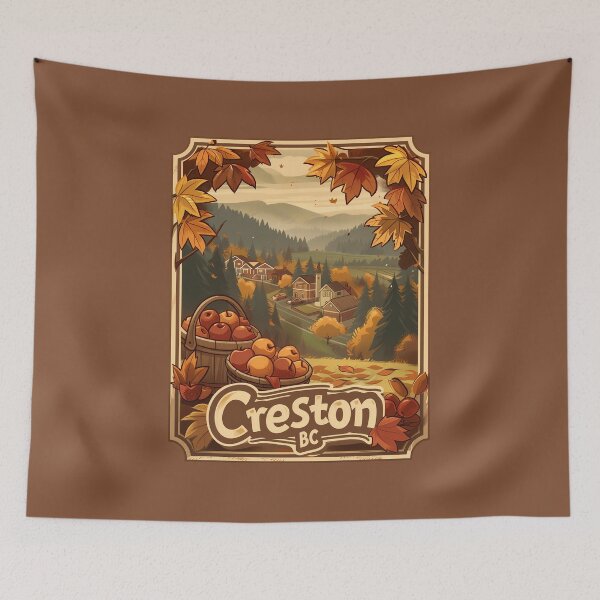 Item preview, Creston British Columbia Fall Harvest, Creston BC Autumn Orchard Poster, Canada Fruit Farm Art designed and sold by meganohm.