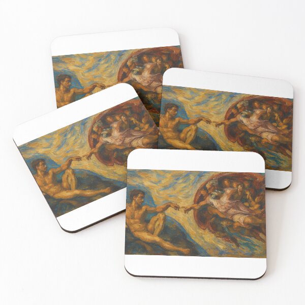 Item preview, Michelangelo’s Creation of Adam Fresco – Classic Artwork Reimagined designed and sold by TheAbayArt.