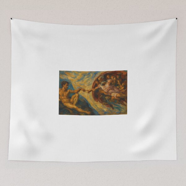 Item preview, Michelangelo’s Creation of Adam Fresco – Classic Artwork Reimagined designed and sold by TheAbayArt.