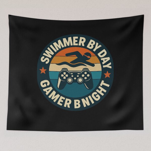Item preview, Swimmer by Day, Gamer by Night designed and sold by Gravly.