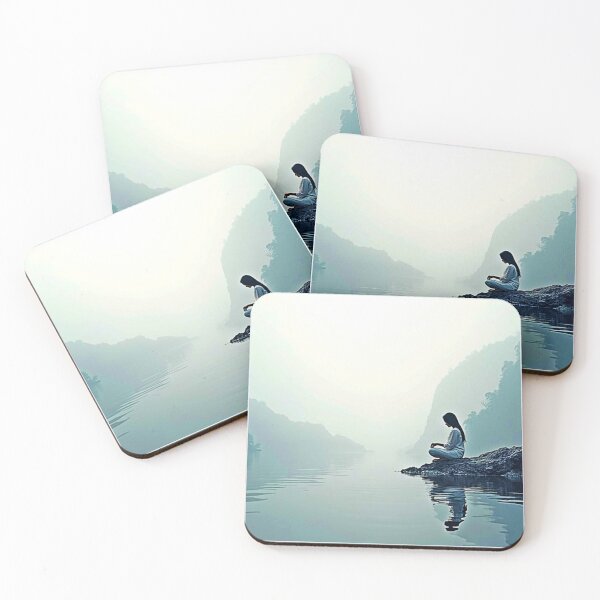 Item preview, Peaceful Waterside Meditation Design designed and sold by Health And Fitness Posts e-Store.