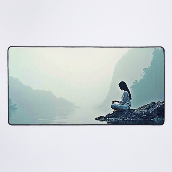 Item preview, Peaceful Waterside Meditation Design designed and sold by Health And Fitness Posts e-Store.
