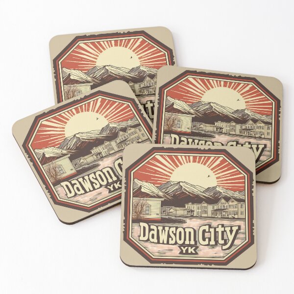 Item preview, Dawson City Yukon Vintage Sunburst Badge, Gold Rush Town Poster, Dawson YK Canada Travel Art designed and sold by meganohm.