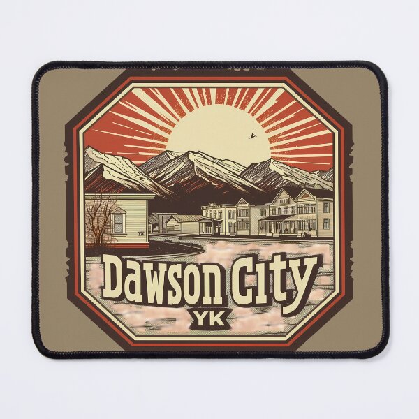 Item preview, Dawson City Yukon Vintage Sunburst Badge, Gold Rush Town Poster, Dawson YK Canada Travel Art designed and sold by meganohm.