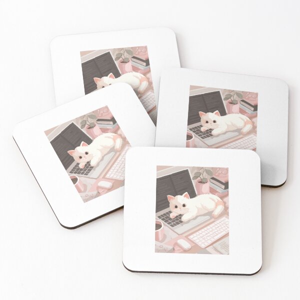Item preview, Cute Cat on Cozy Computer Desk designed and sold by mariaben33.