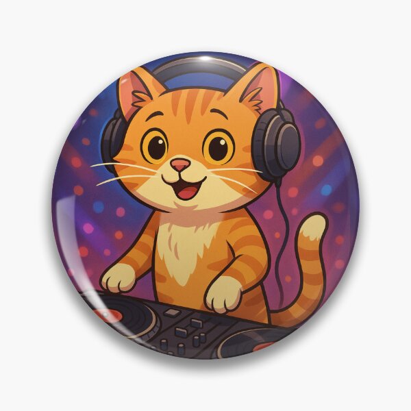 Item preview, DJ Cat Cute Cartoon Illustration designed and sold by pixelandpine.