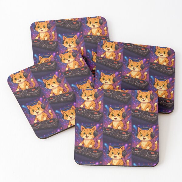 Item preview, DJ Cat Cute Cartoon Illustration designed and sold by pixelandpine.