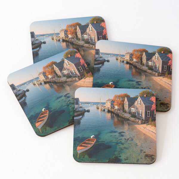 Item preview, Cape Cod Coastal Village Sunset with Autumn Foliage designed and sold by daila70.