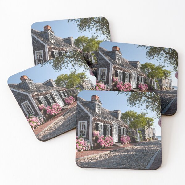 Item preview, Cape Cod Cottage Path with Pink Hydrangeas and Coastal View designed and sold by daila70.