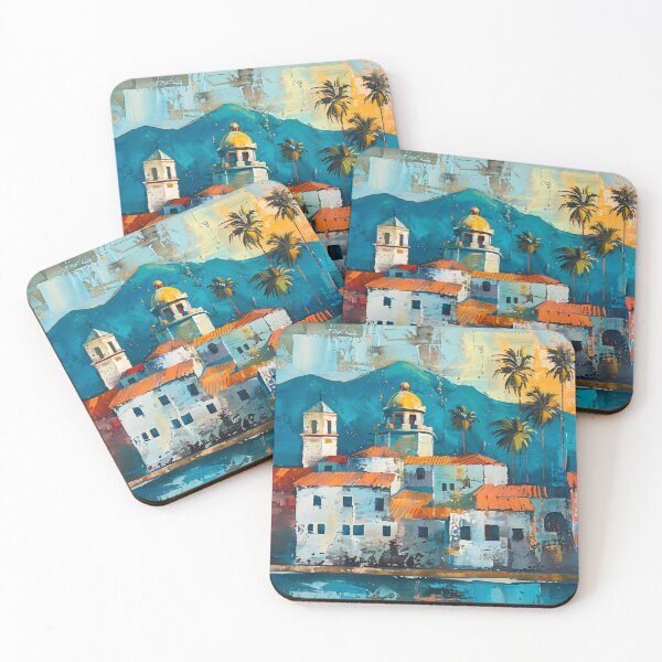 Item preview, Santa Barbara Coastal Village with Palm Trees and Calm Waters designed and sold by daila70.