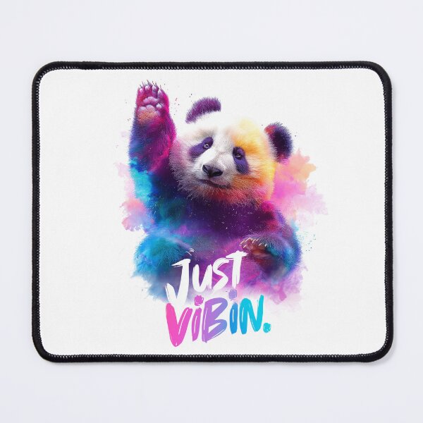 Item preview, Just Vibin’ Neon Panda – Chill Colorful Art designed and sold by VisionaryVeils.