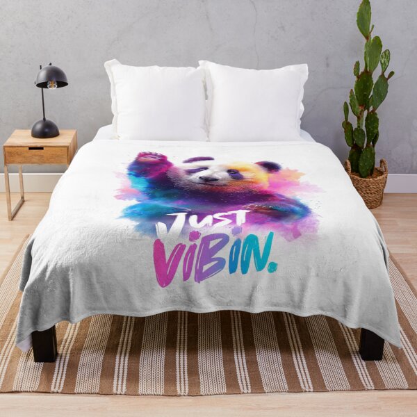Item preview, Just Vibin’ Neon Panda – Chill Colorful Art designed and sold by VisionaryVeils.