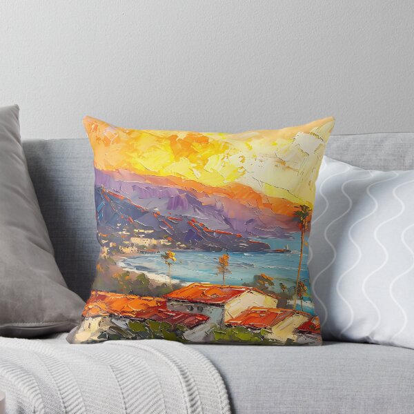 Item preview, Santa Barbara Coastal Village at Sunrise with Palm Trees designed and sold by daila70.