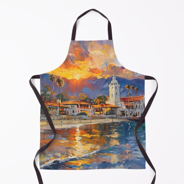 Item preview, Santa Barbara Coastal Town at Sunset with Palm Trees designed and sold by daila70.