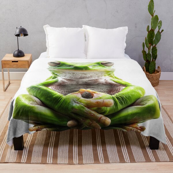 Item preview, Zen Frog in Lotus Pose – Meditating Frog Art designed and sold by VisionaryVeils.