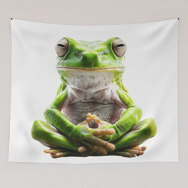 Item preview, Zen Frog in Lotus Pose – Meditating Frog Art designed and sold by VisionaryVeils.