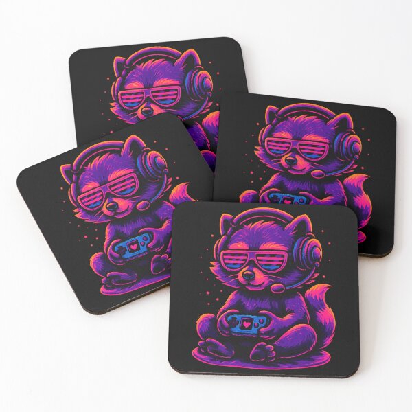 Item preview, Neon Gamer Raccoon – Retro Synthwave Cute Player designed and sold by Qopta.