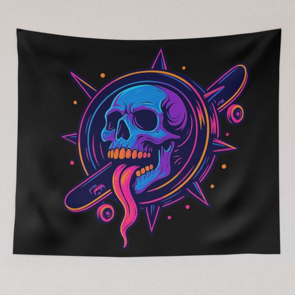 Item preview, Neon Skull Thrash – Cyberpunk Spiked Helmet Art designed and sold by Qopta.