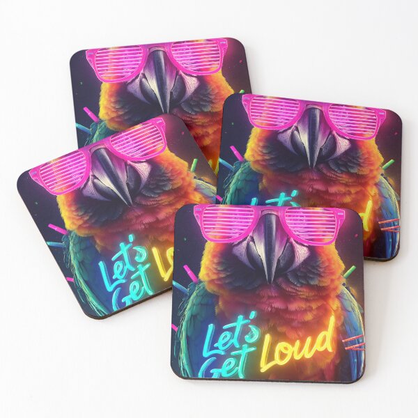 Item preview, Let’s Get Loud – Neon Parrot Party Art designed and sold by VisionaryVeils.