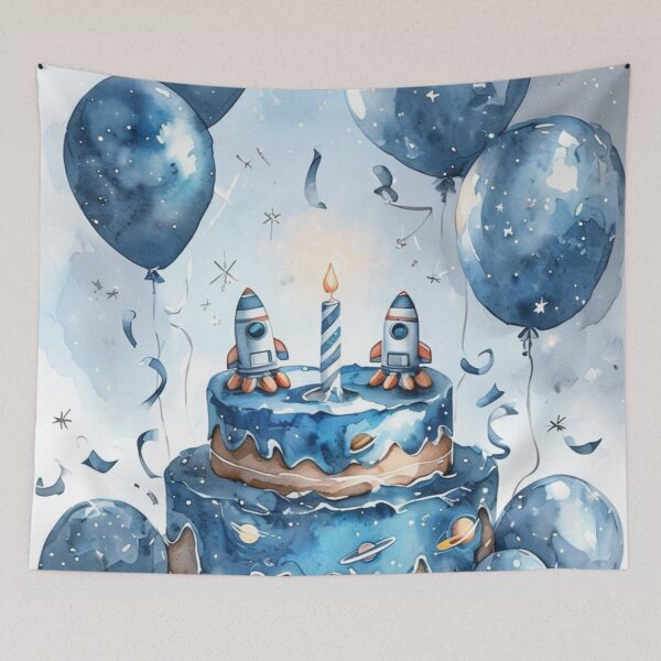Item preview, Watercolor Astronaut Boy’s 1st Birthday Blue Space  designed and sold by Artbymonika.