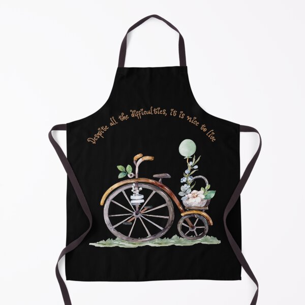 Item preview, English: Despite Difficulties Bicycle – Inspirational Watercolor Bike with Flowers and Positive Life Quote designed and sold by SmyrnaArtGalery.