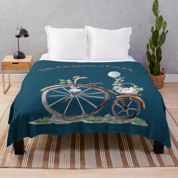 Item preview, English: Despite Difficulties Bicycle – Inspirational Watercolor Bike with Flowers and Positive Life Quote designed and sold by SmyrnaArtGalery.