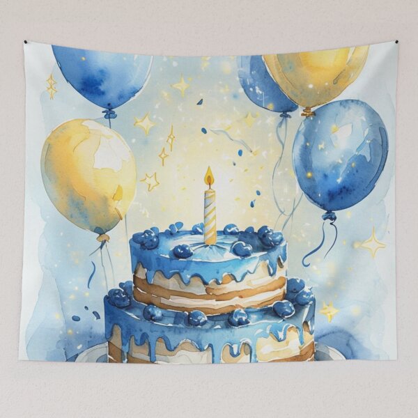 Item preview, Watercolor Blue Boy’s 1st Birthday  designed and sold by Monika Howarth.