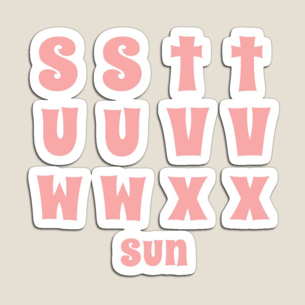 Item preview, Retro Peach Pink Small Letter Stickers – Mini Lowercase Alphabet s-x + Bonus Word sun designed and sold by Fezzyboo.