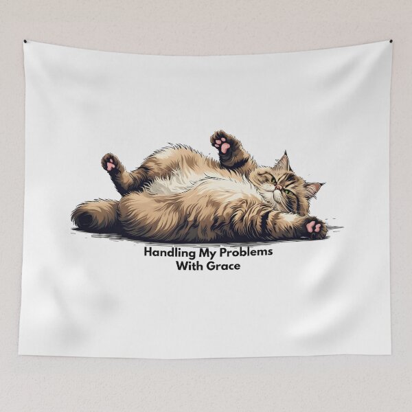 Item preview, Cute Fluffy Cat "Handling My Problems With Grace" T-Shirt designed and sold by LEOdesignerArt.