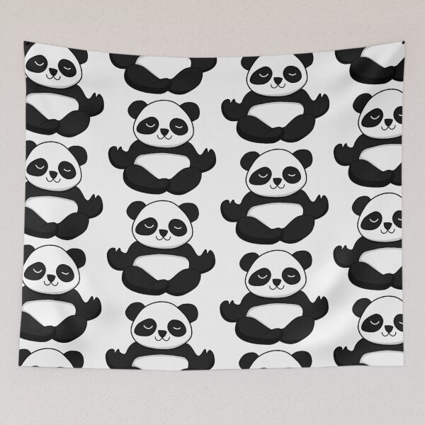 Item preview, Black and white cute yoga panda meditating designed and sold by cinemadnesshirt.