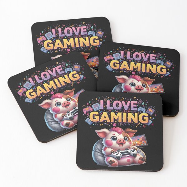 Item preview, Cute Gamer Pig "I Love Gaming" Funny Gaming Design designed and sold by A2JRetro.