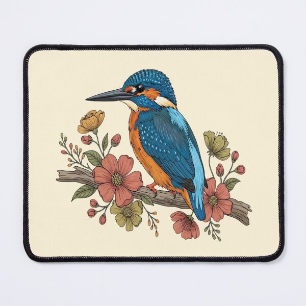 Item preview, Common Kingfisher with Whimsy Florals in Botanical Style designed and sold by BirdsnStuff.