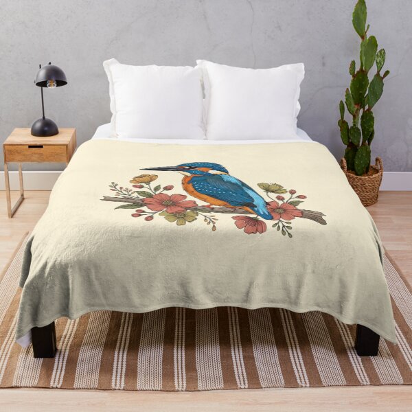 Item preview, Common Kingfisher with Whimsy Florals in Botanical Style designed and sold by BirdsnStuff.
