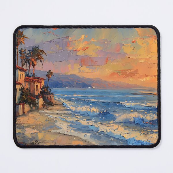 Item preview, Santa Barbara Coastal Sunset with White Houses and Palm Trees designed and sold by daila70.