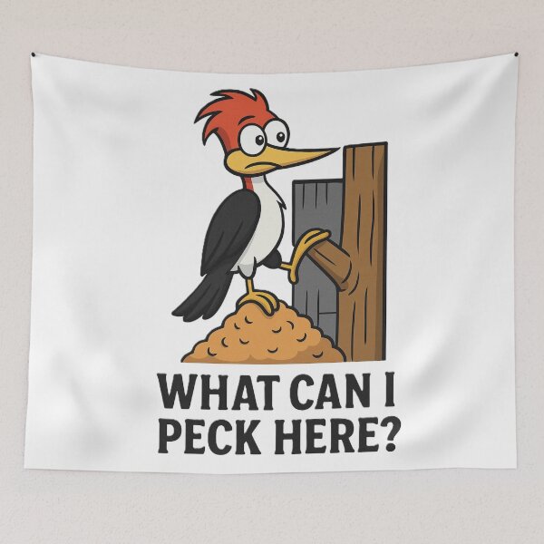 Item preview, Funny Woodpecker Meme – What Can I Peck Here? designed and sold by OxiSkor.