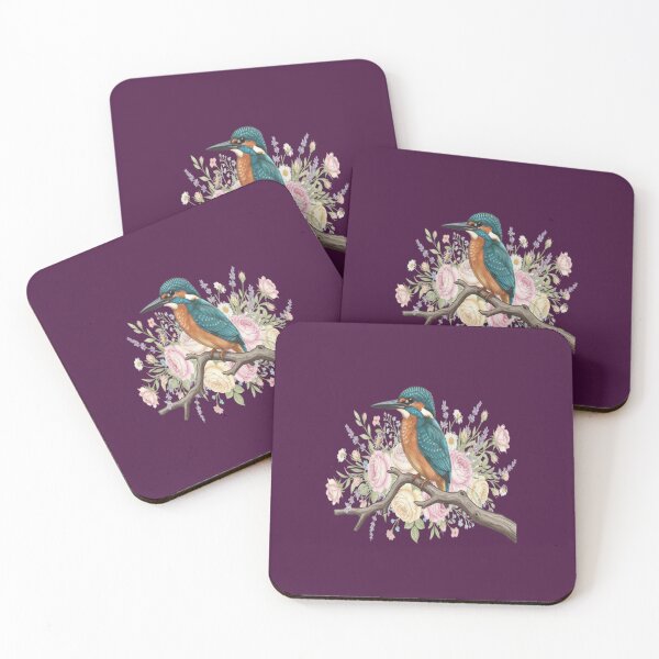 Item preview, Common Kingfisher with Vintage Romantic Florals designed and sold by BirdsnStuff.