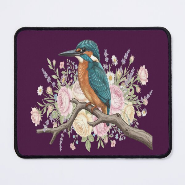 Item preview, Common Kingfisher with Vintage Romantic Florals designed and sold by BirdsnStuff.