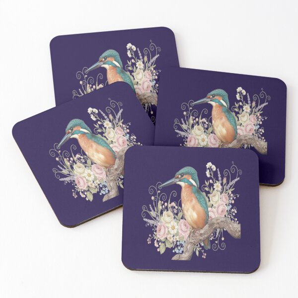 Item preview, Common Kingfisher with Vintage Romantic Florals designed and sold by BirdsnStuff.