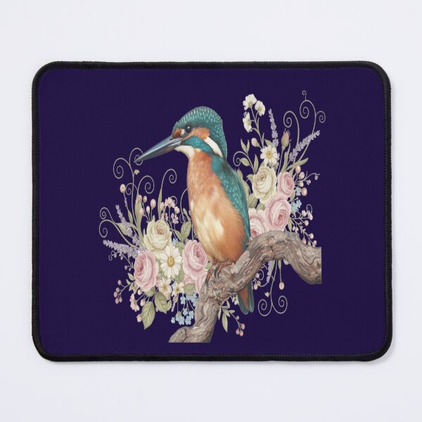Item preview, Common Kingfisher with Vintage Romantic Florals designed and sold by BirdsnStuff.