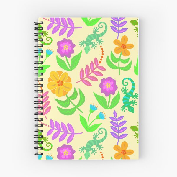 Item preview, Geckos and flowers on cream designed and sold by MarySchwindt.
